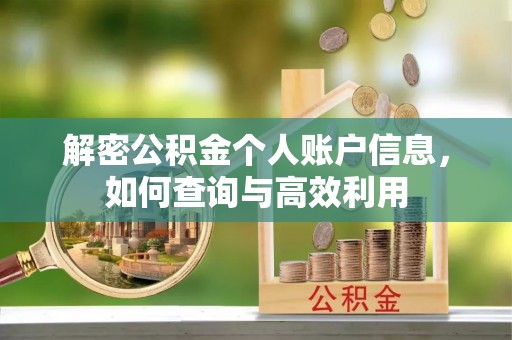 荆门解密公积金个人账户信息，如何查询与高效利用