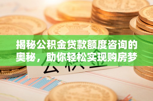 荆门揭秘公积金贷款额度咨询的奥秘，助你轻松实现购房梦想